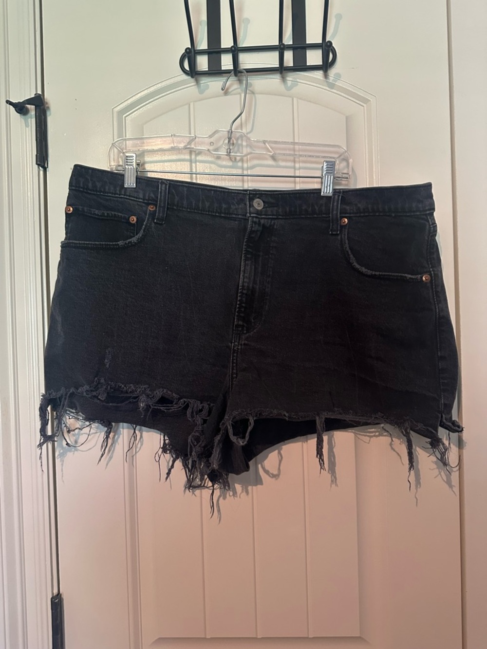 Abercrombie & Fitch Black Distressed Denim Shorts